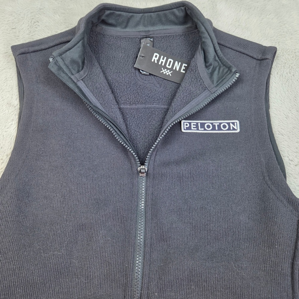 Rhone Peloton Bond Fleece Vest Mens M Full Zip Knitted Pockets Athletic Black